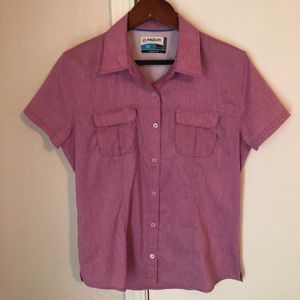 Magellan Womens Shirt Top Pink Short Sleeve Collar Moisture Wicking Fishing L